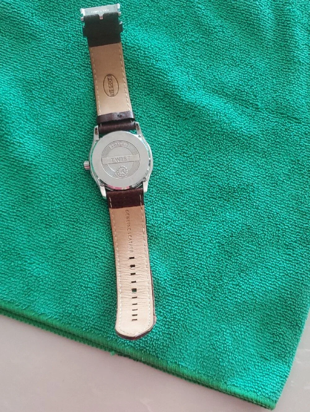 Fossil Brown Leather Strap Watch with Silver Case and Skeleton Dial